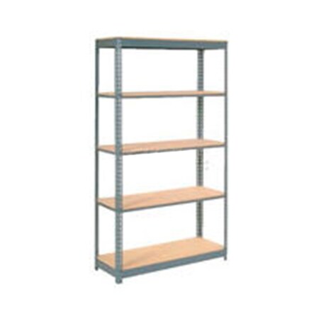 Global Industrial Heavy Duty Shelving 48W x 12D x 96H With 5 Shelves, Wood Deck, Gray B2297639